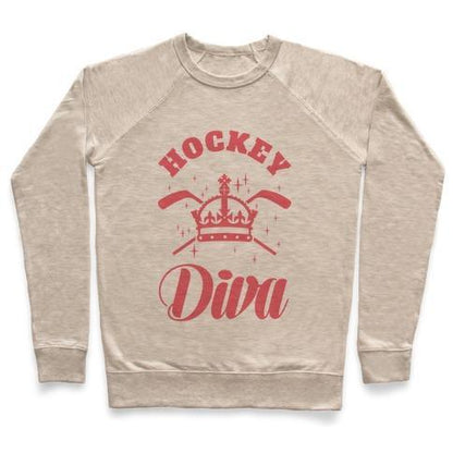 Virgin Teez  Pullover Crewneck Sweatshirt / x-small / Heathered Oatmeal HOCKEY DIVA CREWNECK SWEATSHIRT