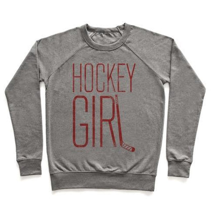 Virgin Teez  Pullover Crewneck Sweatshirt / x-small / Heathered Gray HOCKEY GIRL CREWNECK SWEATSHIRT