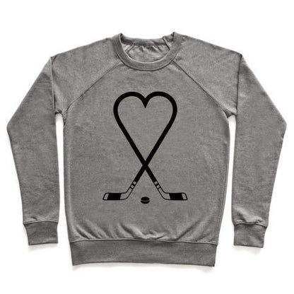 Virgin Teez  Pullover Crewneck Sweatshirt / x-small / Heathered Gray HOCKEY LOVE CREWNECK SWEATSHIRT