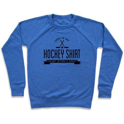 Virgin Teez  Pullover Crewneck Sweatshirt / x-small / Heathered Blue HOCKEY SHIRT CREWNECK SWEATSHIRT