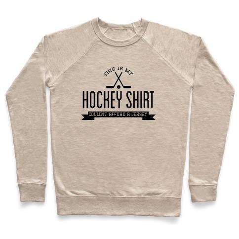 Virgin Teez  Pullover Crewneck Sweatshirt / x-small / Heathered Oatmeal HOCKEY SHIRT CREWNECK SWEATSHIRT