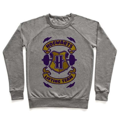 Virgin Teez  Pullover Crewneck Sweatshirt / x-small / Heathered Gray HOGWARTS LIFTING TEAM CREWNECK SWEATSHIRT