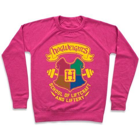 Virgin Teez  Pullover Crewneck Sweatshirt / x-small / Deep Pink HOGWEIGHTS CREWNECK SWEATSHIRT