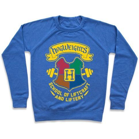 Virgin Teez  Pullover Crewneck Sweatshirt / x-small / Heathered Blue HOGWEIGHTS CREWNECK SWEATSHIRT