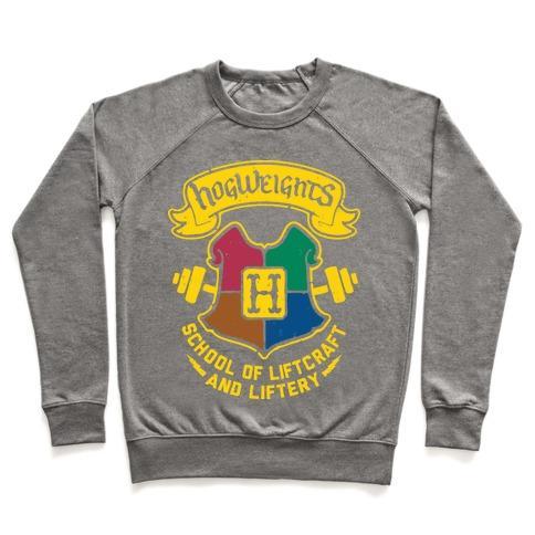 Virgin Teez  Pullover Crewneck Sweatshirt / x-small / Heathered Gray HOGWEIGHTS CREWNECK SWEATSHIRT