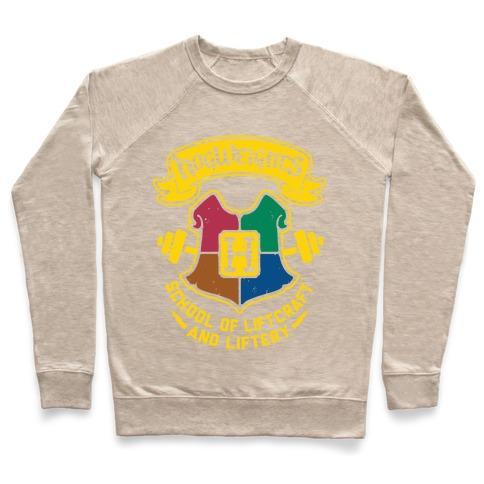 Virgin Teez  Pullover Crewneck Sweatshirt / x-small / Heathered Oatmeal HOGWEIGHTS CREWNECK SWEATSHIRT