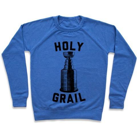 Virgin Teez  Pullover Crewneck Sweatshirt / x-small / Heathered Blue HOLY GRAIL CREWNECK SWEATSHIRT