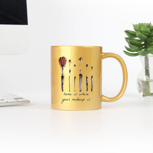 Home Is Where Your Makeup Is Gold & Silver Mug