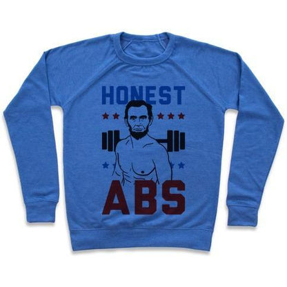 Virgin Teez  Pullover Crewneck Sweatshirt / x-small / Heathered Blue HONEST ABS CREWNECK SWEATSHIRT