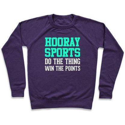 Virgin Teez  Pullover Crewneck Sweatshirt / x-small / Purple HOORAY SPORTS CREWNECK SWEATSHIRT