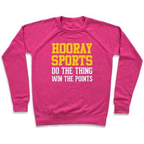 Virgin Teez  Pullover Crewneck Sweatshirt / x-small / Deep Pink HOORAY SPORTS CREWNECK SWEATSHIRT