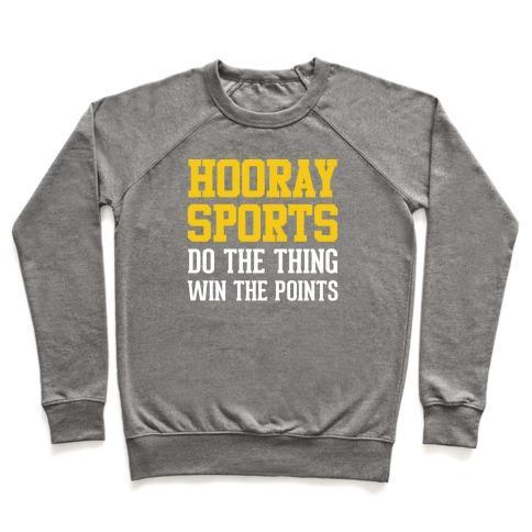 Virgin Teez  Pullover Crewneck Sweatshirt / x-small / Heathered Gray HOORAY SPORTS CREWNECK SWEATSHIRT