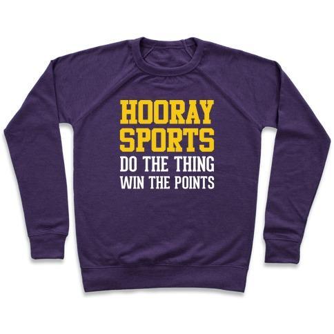 Virgin Teez  Pullover Crewneck Sweatshirt / x-small / Purple HOORAY SPORTS CREWNECK SWEATSHIRT