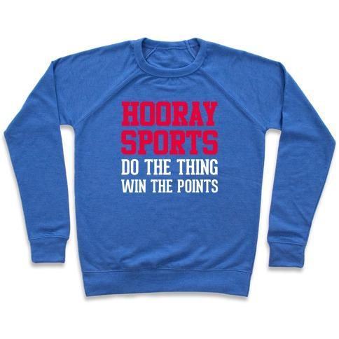 Virgin Teez  Pullover Crewneck Sweatshirt / x-small / Heathered Blue HOORAY SPORTS CREWNECK SWEATSHIRT