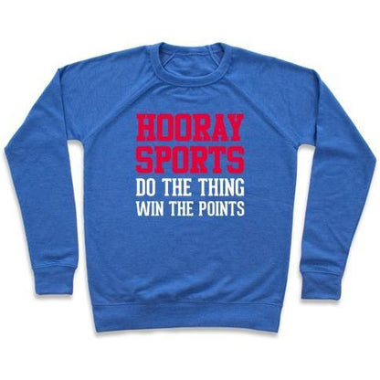 Virgin Teez  Pullover Crewneck Sweatshirt / x-small / Heathered Blue HOORAY SPORTS CREWNECK SWEATSHIRT