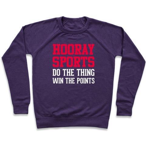 Virgin Teez  Pullover Crewneck Sweatshirt / x-small / Purple HOORAY SPORTS CREWNECK SWEATSHIRT