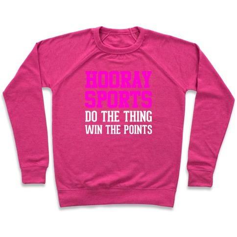 Virgin Teez  Pullover Crewneck Sweatshirt / x-small / Deep Pink HOORAY SPORTS CREWNECK SWEATSHIRT