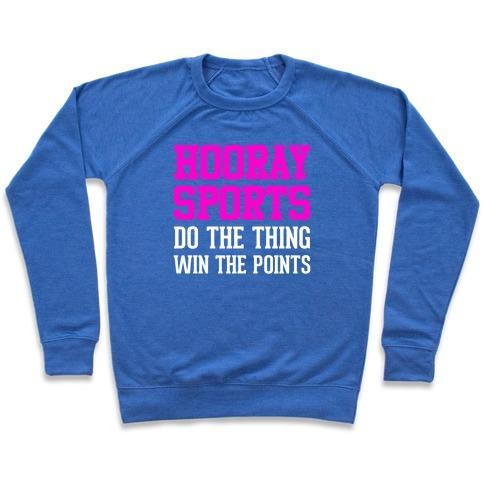 Virgin Teez  Pullover Crewneck Sweatshirt / x-small / Heathered Blue HOORAY SPORTS CREWNECK SWEATSHIRT