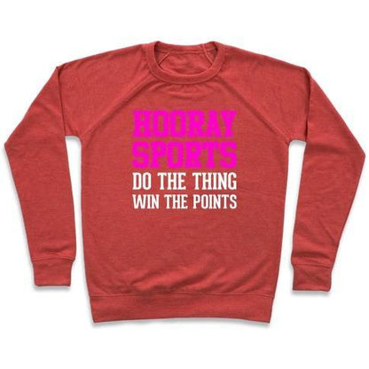 Virgin Teez  Pullover Crewneck Sweatshirt / x-small / Heathered Red HOORAY SPORTS CREWNECK SWEATSHIRT