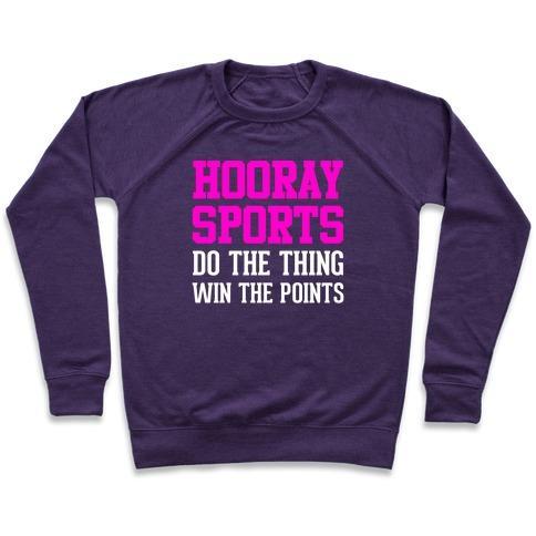 Virgin Teez  Pullover Crewneck Sweatshirt / x-small / Purple HOORAY SPORTS CREWNECK SWEATSHIRT