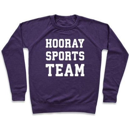 Virgin Teez  Pullover Crewneck Sweatshirt / x-small / Purple HOORAY SPORTS TEAM CREWNECK SWEATSHIRT