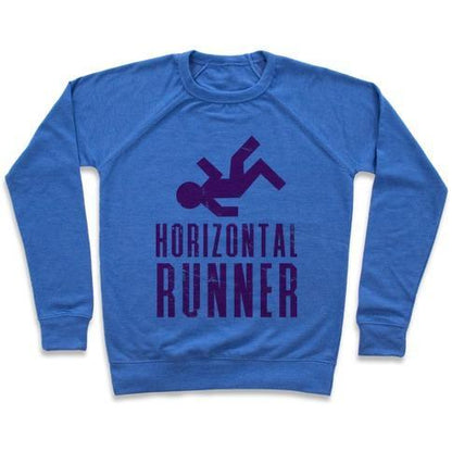 Virgin Teez  Pullover Crewneck Sweatshirt / x-small / Heathered Blue HORIZONTAL RUNNER CREWNECK SWEATSHIRT