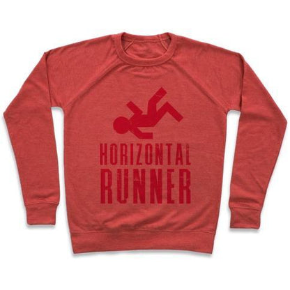 Virgin Teez  Pullover Crewneck Sweatshirt / x-small / Heathered Red HORIZONTAL RUNNER CREWNECK SWEATSHIRT