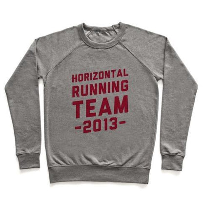 Virgin Teez  Pullover Crewneck Sweatshirt / x-small / Heathered Gray HORIZONTAL RUNNING TEAM CREWNECK SWEATSHIRT