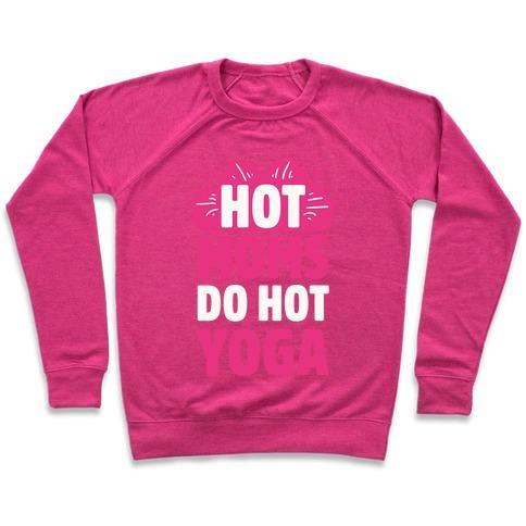 Virgin Teez  Pullover Crewneck Sweatshirt / x-small / Deep Pink HOT MOMS DO HOT YOGA CREWNECK SWEATSHIRT