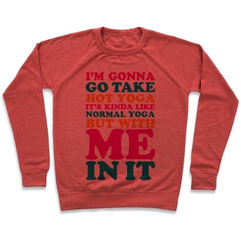 Virgin Teez  Pullover Crewneck Sweatshirt / x-small / Heathered Red HOT YOGA CREWNECK SWEATSHIRT