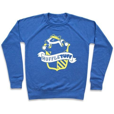 Virgin Teez  Pullover Crewneck Sweatshirt / x-small / Heathered Blue HUFFLETUFF CREWNECK SWEATSHIRT