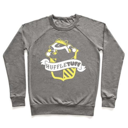 Virgin Teez  Pullover Crewneck Sweatshirt / x-small / Heathered Gray HUFFLETUFF CREWNECK SWEATSHIRT