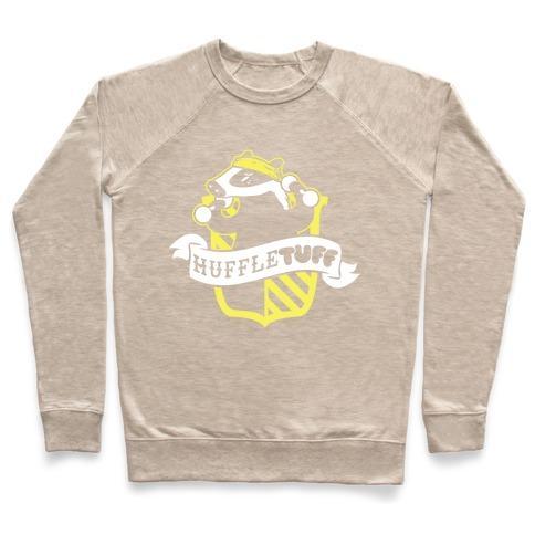 Virgin Teez  Pullover Crewneck Sweatshirt / x-small / Heathered Oatmeal HUFFLETUFF CREWNECK SWEATSHIRT