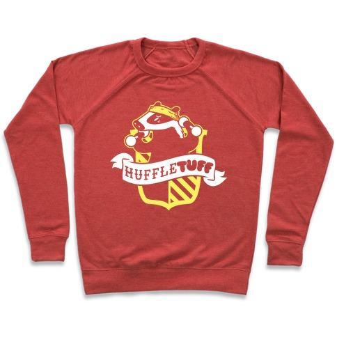 Virgin Teez  Pullover Crewneck Sweatshirt / x-small / Heathered Red HUFFLETUFF CREWNECK SWEATSHIRT