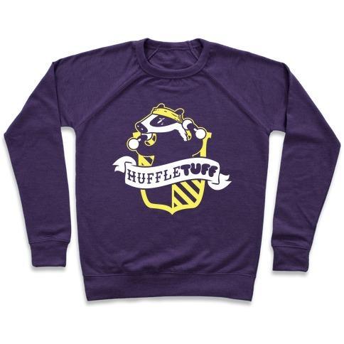 Virgin Teez  Pullover Crewneck Sweatshirt / x-small / Purple HUFFLETUFF CREWNECK SWEATSHIRT