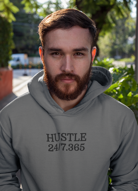 Virgin Teez Pull Over Hoodie Hustle Harder Charcoal Hoodie