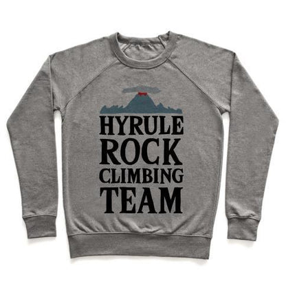 Virgin Teez  Pullover Crewneck Sweatshirt / x-small / Heathered Gray HYRULE ROCK CLIMBING TEAM CREWNECK SWEATSHIRT