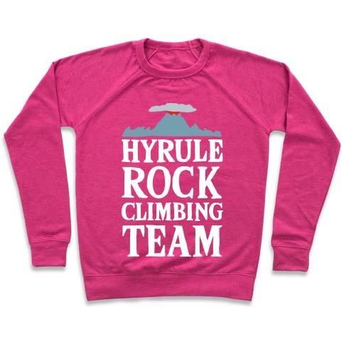 Virgin Teez  Pullover Crewneck Sweatshirt / x-small / Deep Pink HYRULE ROCK CLIMBING TEAM CREWNECK SWEATSHIRT