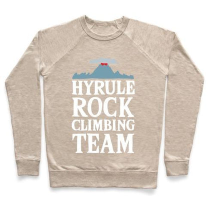 Virgin Teez  Pullover Crewneck Sweatshirt / x-small / Heathered Oatmeal HYRULE ROCK CLIMBING TEAM CREWNECK SWEATSHIRT