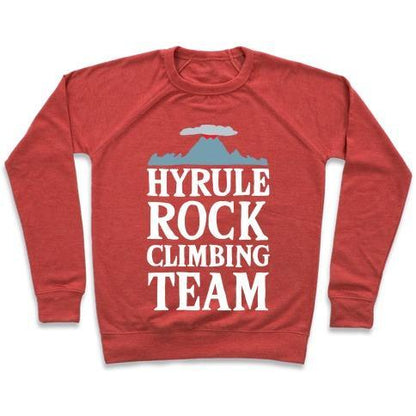 Virgin Teez  Pullover Crewneck Sweatshirt / x-small / Heathered Red HYRULE ROCK CLIMBING TEAM CREWNECK SWEATSHIRT