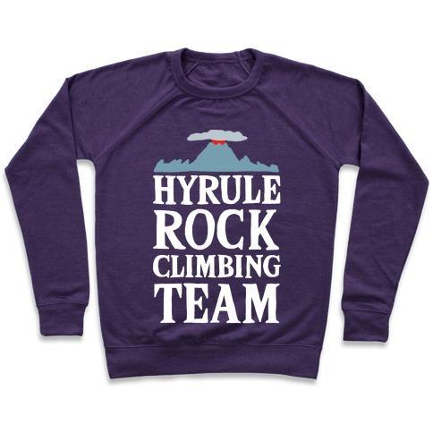 Virgin Teez  Pullover Crewneck Sweatshirt / x-small / Purple HYRULE ROCK CLIMBING TEAM CREWNECK SWEATSHIRT