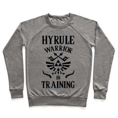 Virgin Teez  Pullover Crewneck Sweatshirt / x-small / Heathered Gray HYRULE WARRIOR IN TRAINING CREWNECK SWEATSHIRT