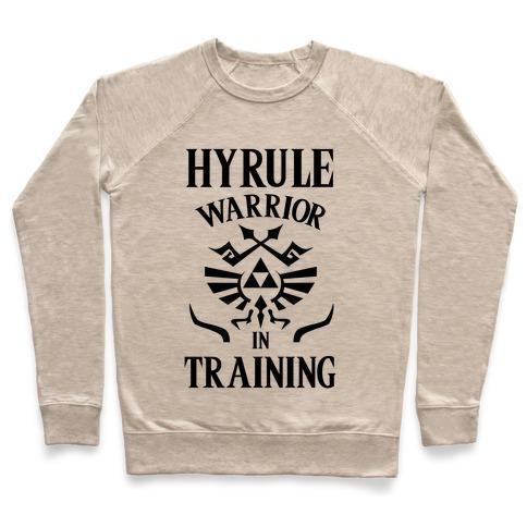 Virgin Teez  Pullover Crewneck Sweatshirt / x-small / Heathered Oatmeal HYRULE WARRIOR IN TRAINING CREWNECK SWEATSHIRT