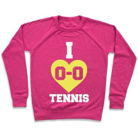 Virgin Teez  Pullover Crewneck Sweatshirt / x-small / Deep Pink I 0-0 TENNIS CREWNECK SWEATSHIRT