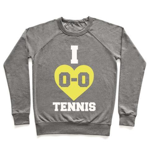 Virgin Teez  Pullover Crewneck Sweatshirt / x-small / Heathered Gray I 0-0 TENNIS CREWNECK SWEATSHIRT