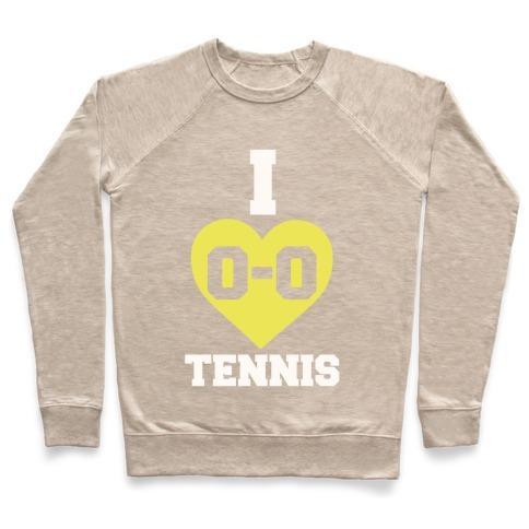 Virgin Teez  Pullover Crewneck Sweatshirt / x-small / Heathered Oatmeal I 0-0 TENNIS CREWNECK SWEATSHIRT