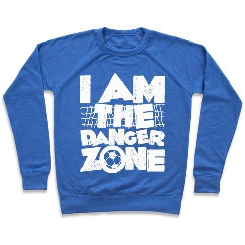 Virgin Teez  Pullover Crewneck Sweatshirt / x-small / Heathered Blue I AM THE DANGER ZONE CREWNECK SWEATSHIRT