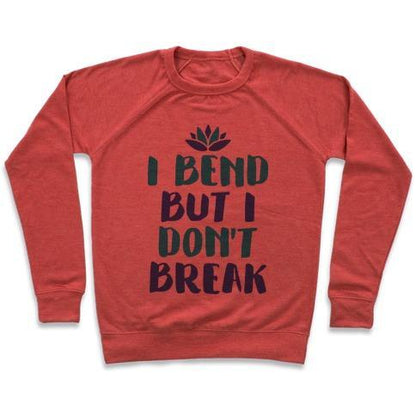 Virgin Teez  Pullover Crewneck Sweatshirt / x-small / Heathered Red I BEND BUT I DON'T BREAK CREWNECK SWEATSHIRT