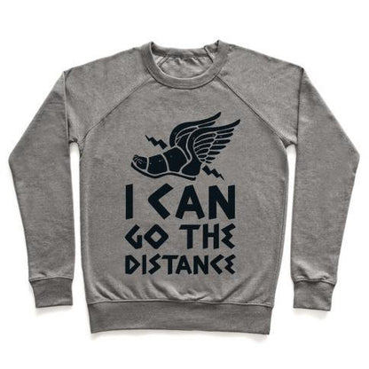 Virgin Teez  Pullover Crewneck Sweatshirt / x-small / Heathered Gray I CAN GO THE DISTANCE CREWNECK SWEATSHIRT