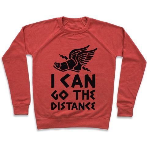 Virgin Teez  Pullover Crewneck Sweatshirt / x-small / Heathered Red I CAN GO THE DISTANCE CREWNECK SWEATSHIRT